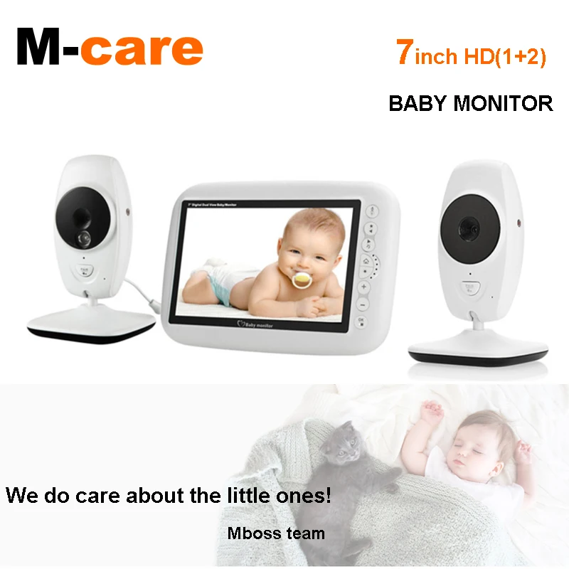 720P HD 7 &quotбеспроводной радионяня с двумя цифровыми камерами ИК ночного видения