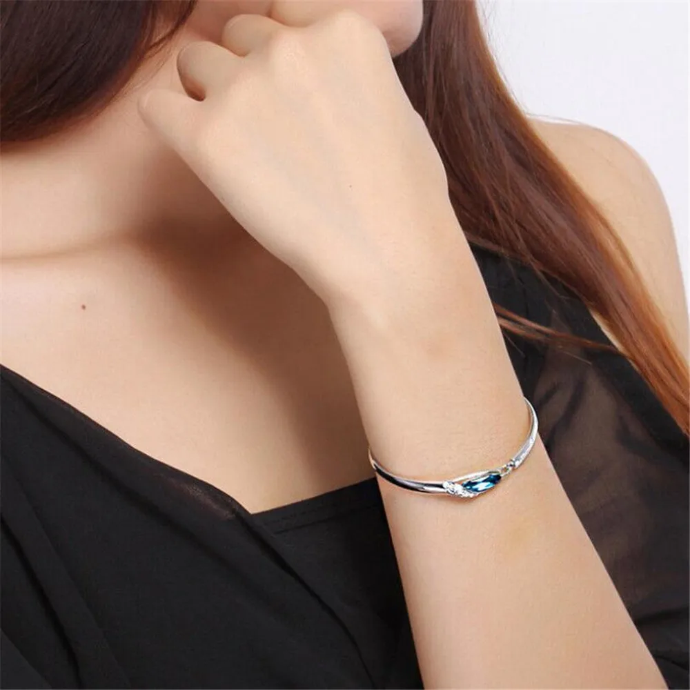 

Adjustable romantic fashion blue zircon bracelet charm female jewelry holiday gift wedding accessories decoration wholesale