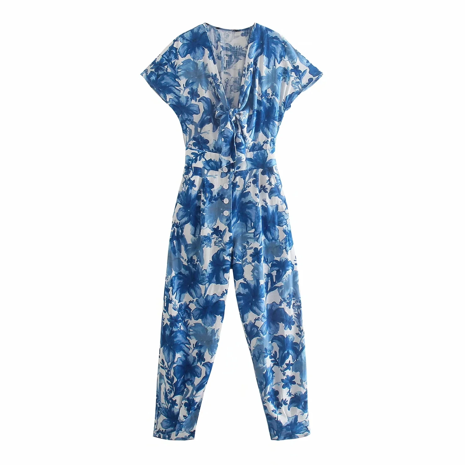 

Xitimeao New Fashion Women Short Sleeve V Neck High Waist Jumpsiut Romper Long Trousers Shirt Jumpsuits Ladies Office Pants