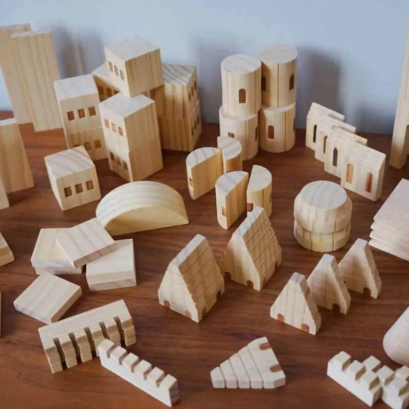 

75pcs/set Wooden Castle Building Blocks Kids Intellectual Puzzle Early Education Toys