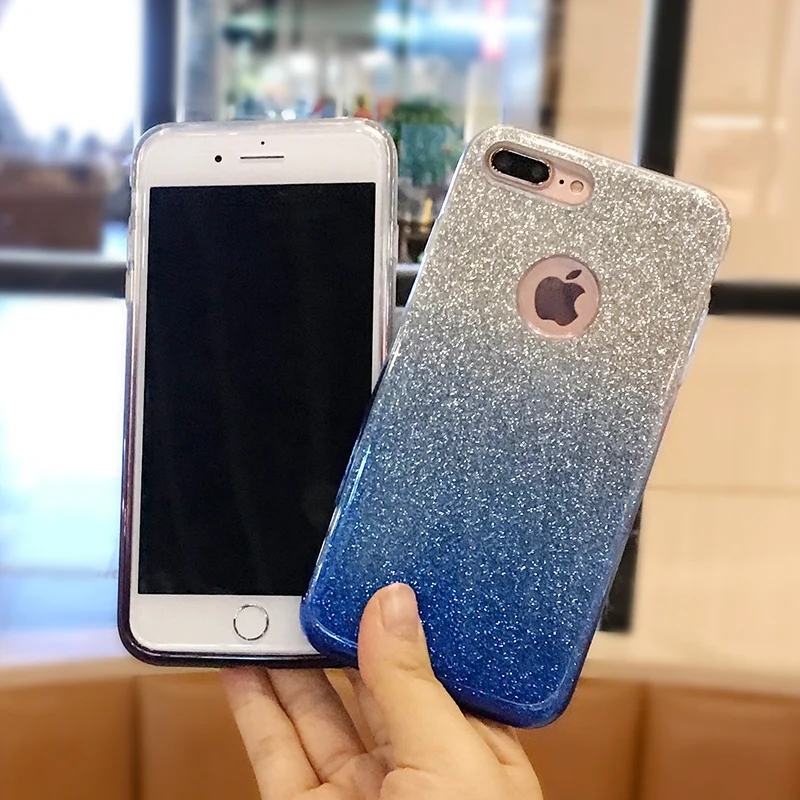 Блестящий чехол для iphone X XS 11 Pro MAX XR 10 7 8 Plus 6s 6 7Plus градиентные цвета мягкий