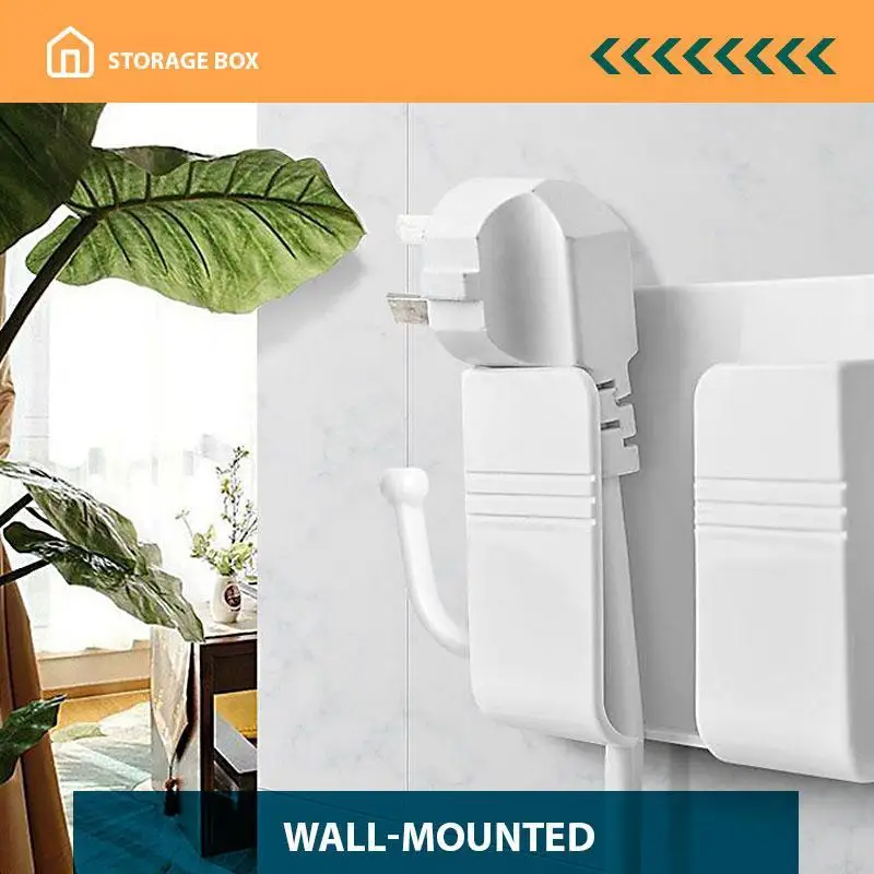 

Wall Mounted Storage organizer Box Remote Control Organizer Case Mobile Phone Plug Charging Holder Rack Home Multifunction Stand