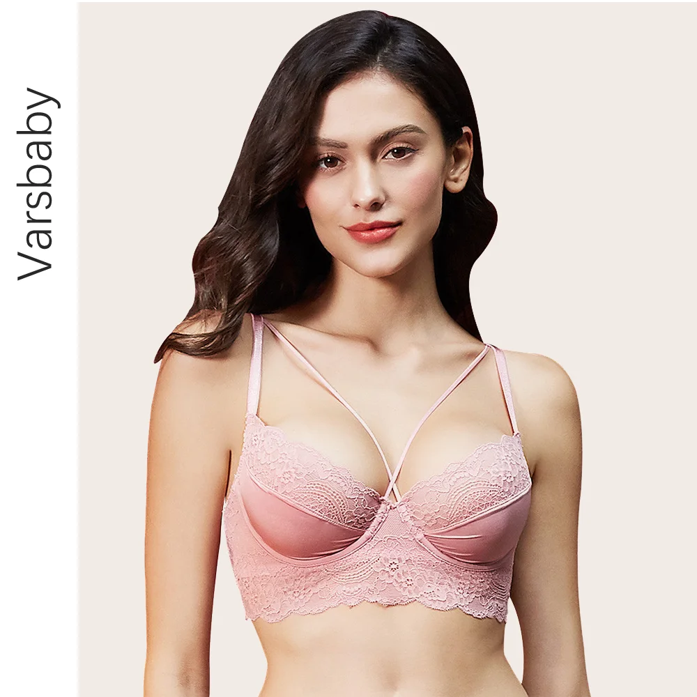 

Сексуальное мягкое нижнее белье Varsbaby, кружевное дышащее нижнее белье с глубоким V-образным вырезом, Бюстгальтеры без подкладки с красивой с...