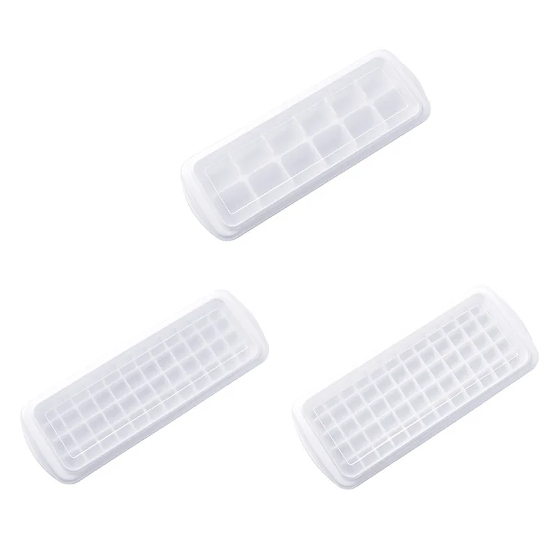 

12/48/60 Grid Food Grade Silicone Ice Tray Home with Lid DIY Ice Cube Mold Square Shape Ice Cream Maker Kitchen Bar Accessories