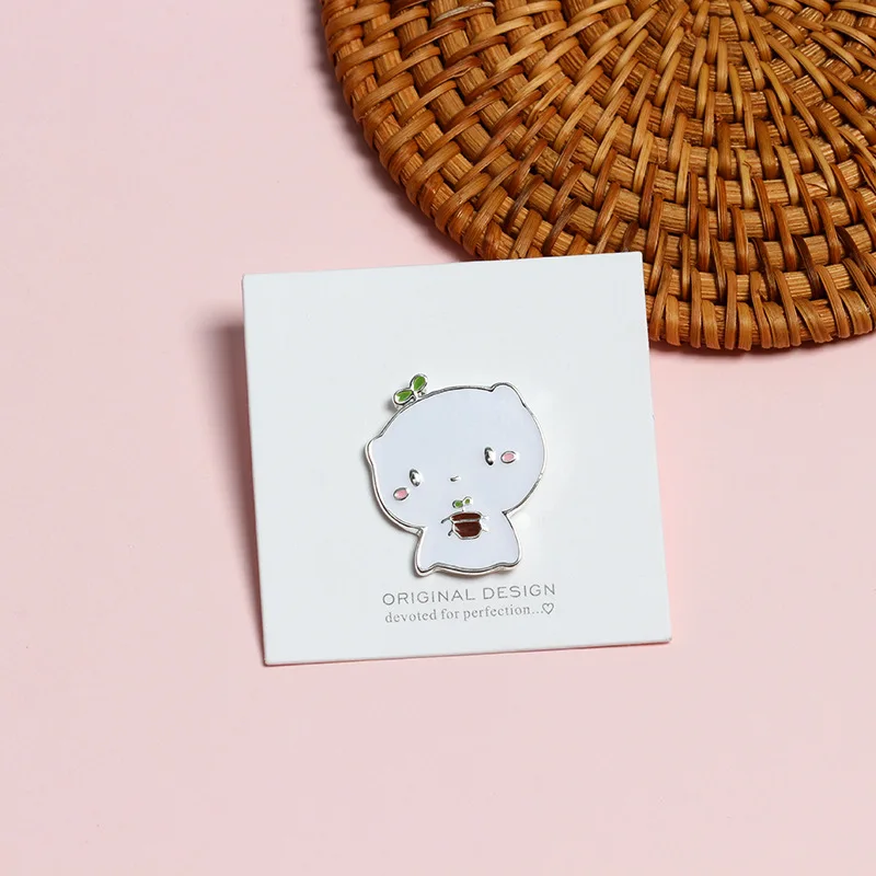 Женская Брошь в виде белого медведя эмалированная брошь форме мультяшного