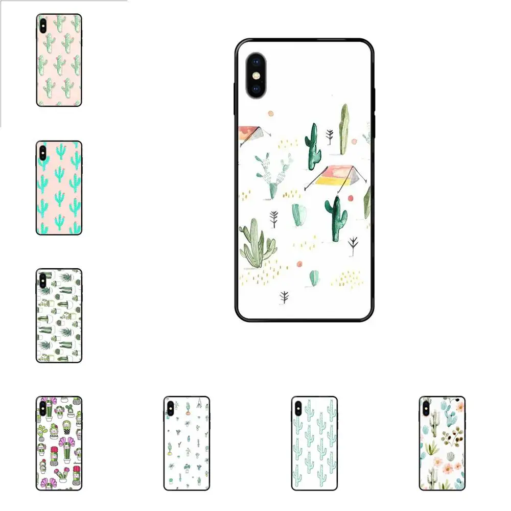 Мягкий из термопластика черный Капа чехол простой рисунком кактуса в горшке для