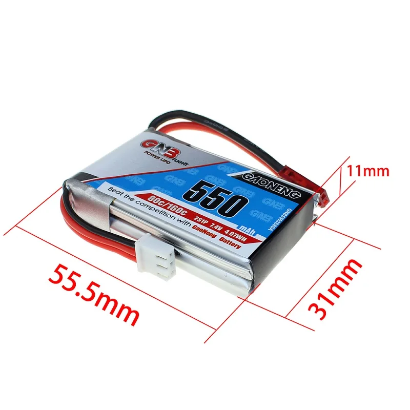 Gaoneng 2S 550mAh 7,4 V 80C/160C Lipo батарея JST XT30U-F XT60U-F разъем для FPV мини гоночный беспилотный Дрон с фиксированным крылом