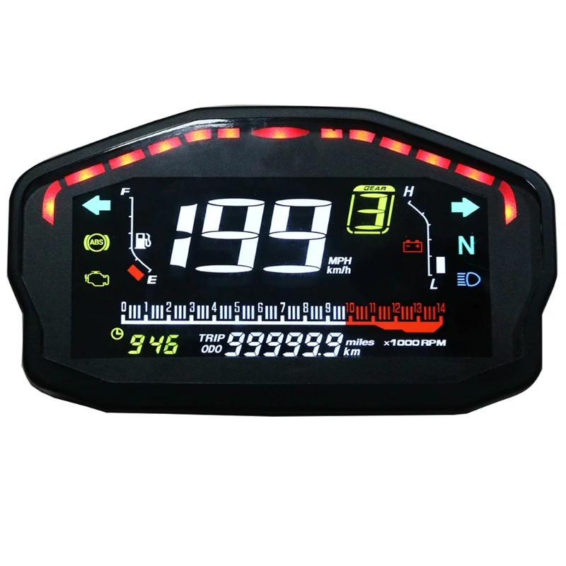 

L9BC Wearproof Motorcycle Instrument Universal Water Thermometer Digtal Speedometer Fuel Meter Display Dashboard