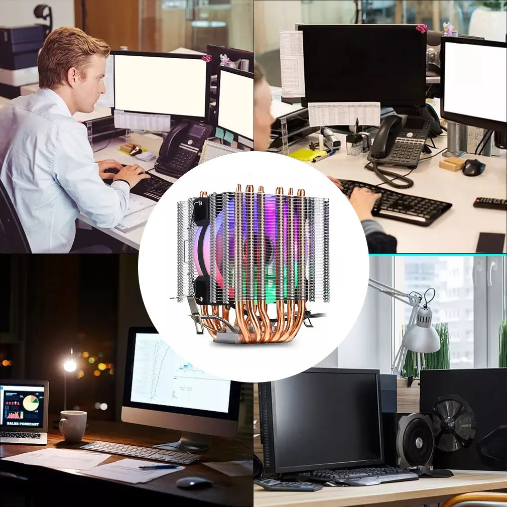 

RGB CPU Cooler Radiator Color Light Silent PWM 130W TDP For Intel 1150 1155 1156 1366 2011 X79 X99 AM2 AM3 AM4 Ventilador