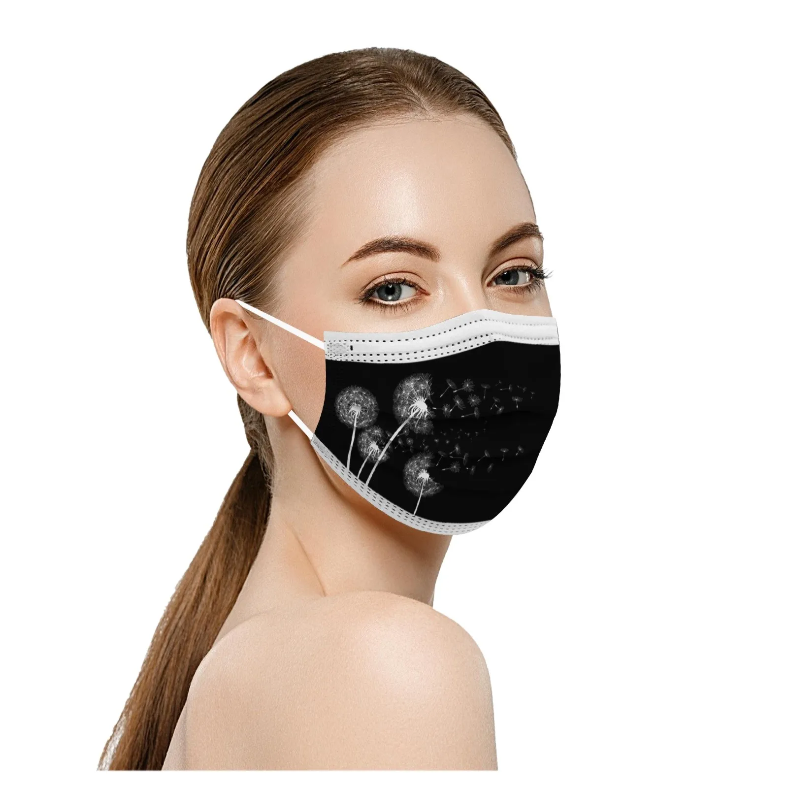 

50PCS Face Masks Adults Beautiful Elegant Flower Prints Breathable Mouth Cover 3 -Layer Windproof Disposable Mask Mascarillas