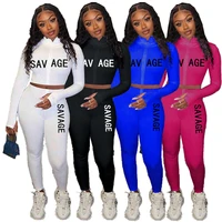 activewear letter embroidery knitted women suit zipper tops legging pant set tracksuit fitness outfit matching 2pcs set