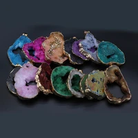 natural stone crystal pendants irregular golden druzy charms for jewelry making design reiki heal necklace earrings gifts