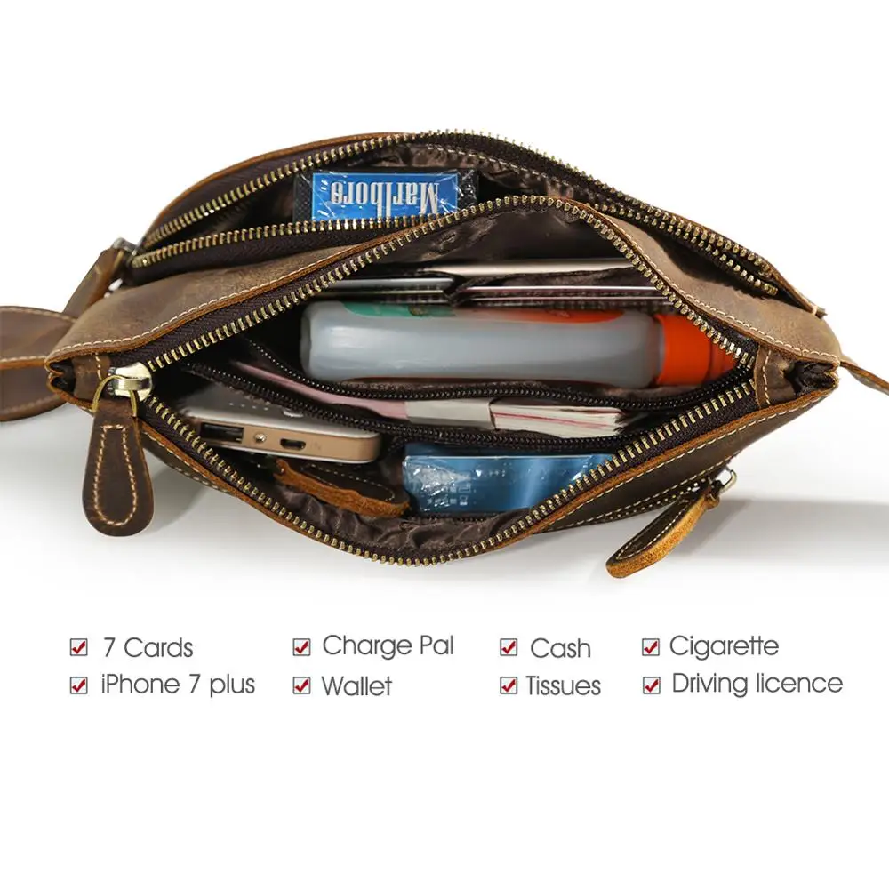 Сумка поясная мужская из натуральной кожи маленький нагрудный рюкзак 4662 | Багаж и