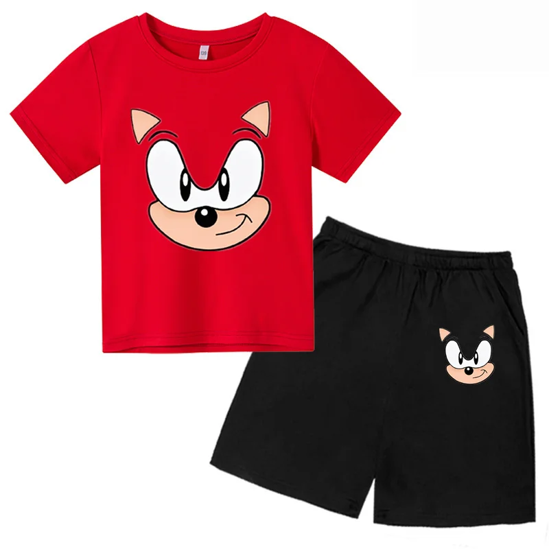 

Kids Sonic Tshirt Suit Summer Girls Cartoon Shorts Baby Boy Clothes Outfit Sport Suit Children Clothing 4-14 Years Sets