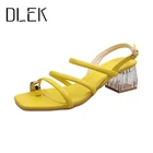 Сандалии DLEK женские с зажимом, ремешком и пряжкой, элегантная Летняя обувь ручной работы, универсальные туфли с кристаллами на каблуке, Офисная Женская обувь