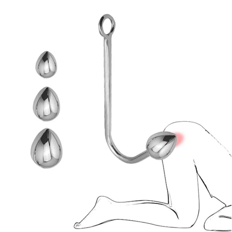 

New replaceable 3 size balls choose metal anal hook butt plug beads dilator alluminum alloy sex toy for men women adult game