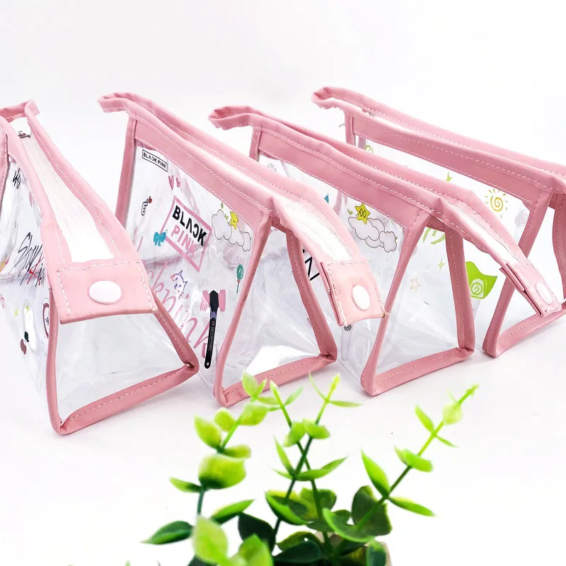 

Розовый чехол Kpop для карандашей Bangtan Boys GOT7, двойная сумка для карандашей, милый прозрачный чехол для карандашей из ПВХ в Корейском стиле, чех...