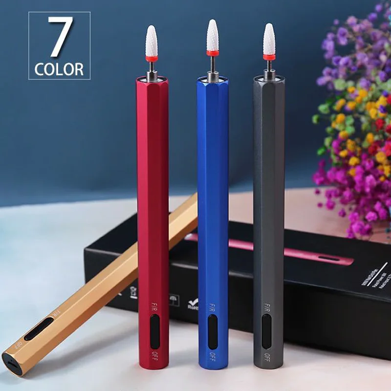 

USB Charging Nail Polishing Machine Portable Electric Nail Drill Pen Nail Grinding Manicure Tools Handle with LED Lighting