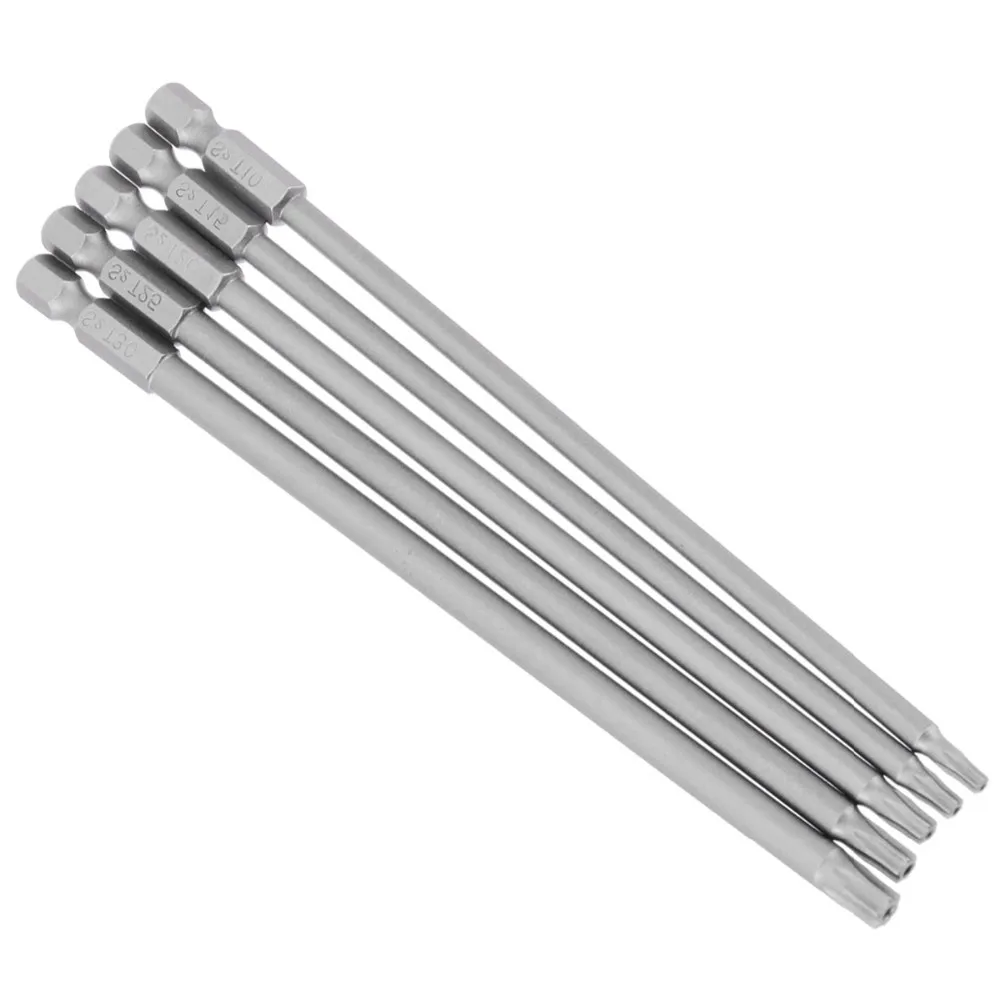 5Pcs 150mm Long T10-T30 Magnetic Torx Screwdriver Bits Set Electric Screwdriver Head TT10 T15 T20 T25 T30