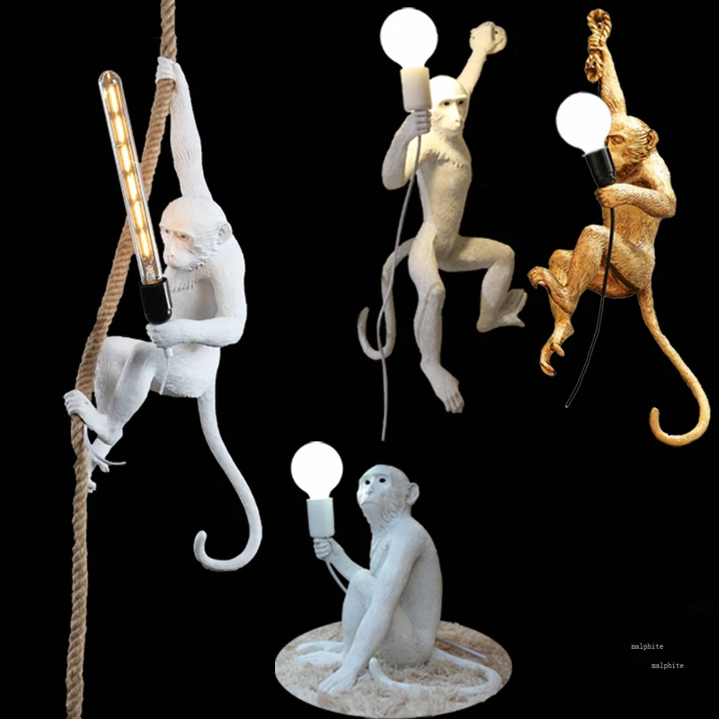 Смоляные подвесные светильники SELETTI смоляная белая обезьяна скандинавские для