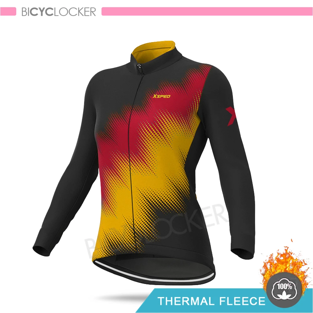 Cycling Jerseys Куртка женская зимняя одежда для велоспорта, комплект из Джерси с длинным рукавом для шоссейного велосипеда, Теплая Флисовая одежда для женщин, костюмы для верховой езды - Color: Cycling Jerseys