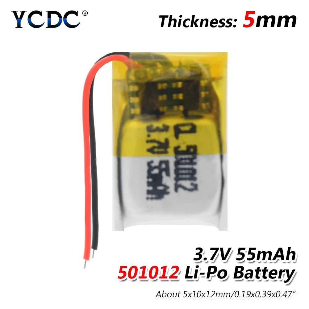 3 7 V Lipo Cell 501012 55mAh литиевая батарея для гарнитуры умный Браслет MP3 литий полимерный