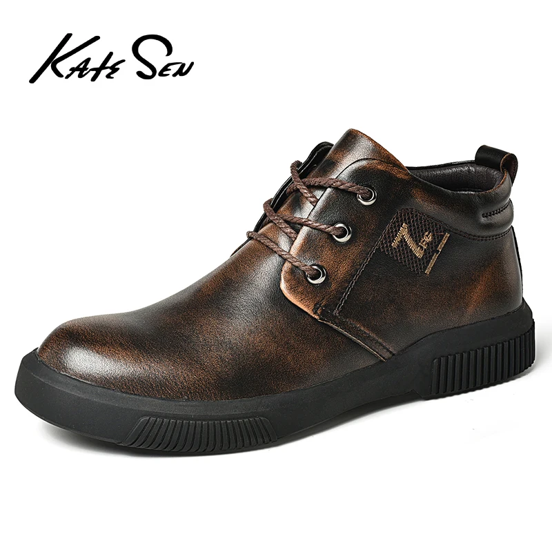 KATESEN/супер теплые мужские ботинки зимние качественные из замши с мехом и плюшем