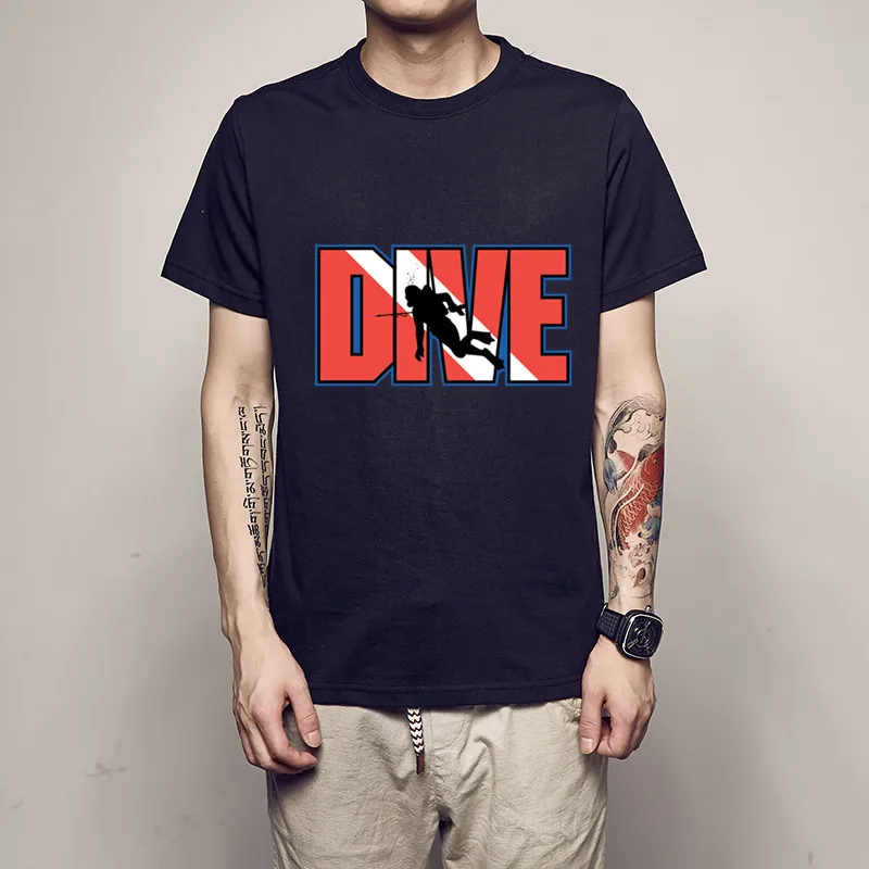 Мужская футболка с 3D-принтом для дайвинга 100% хлопок коротким рукавом | одежда