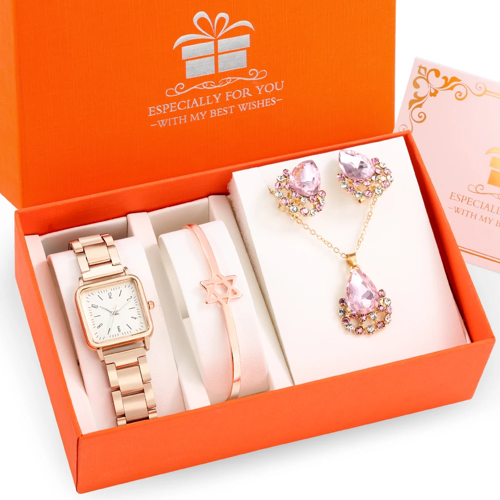 

Роскошные женские кварцевые часы с браслетом и кристаллами, наручные часы для женщин, серьги, ожерелье, ювелирные изделия, подарочный набор,...