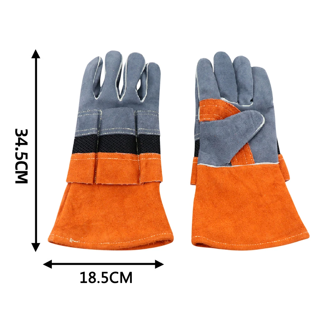 

1 pair of work gloves cowhide cooking work welding gloves safety protection wear-resistant insulation anti-scald gloves