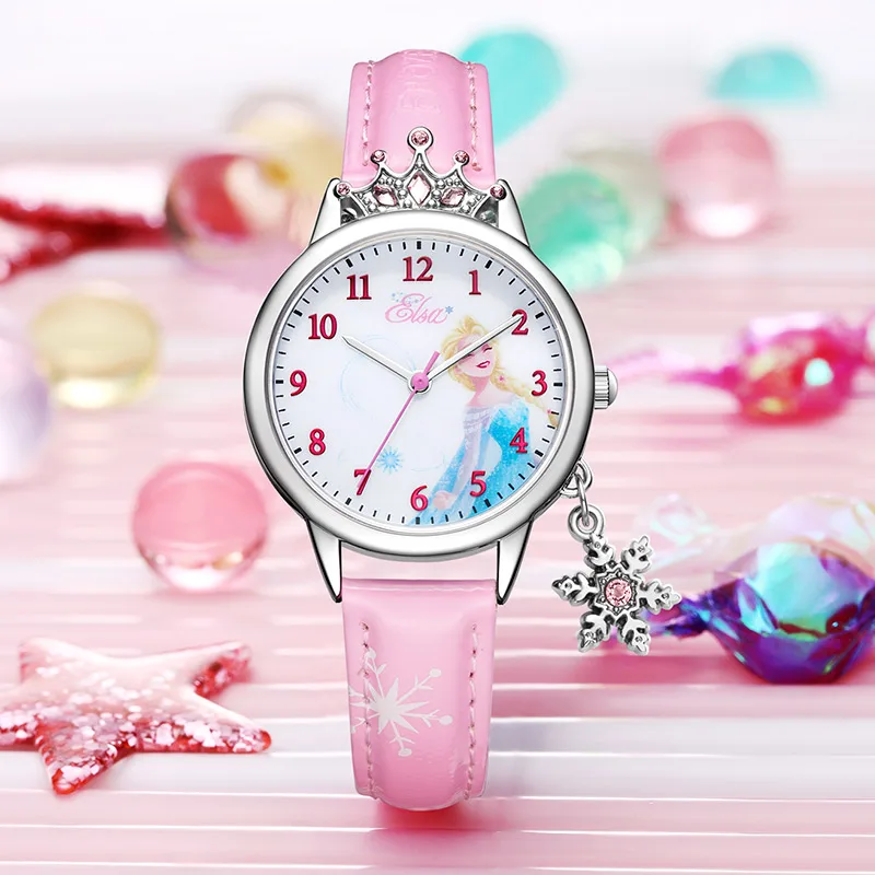 

Ladies Luxury Bling Crystal Diamond Snowflake Pendant Soft PU Band Watch Women Fashion Casual Watch Girl Clock Student Time Top