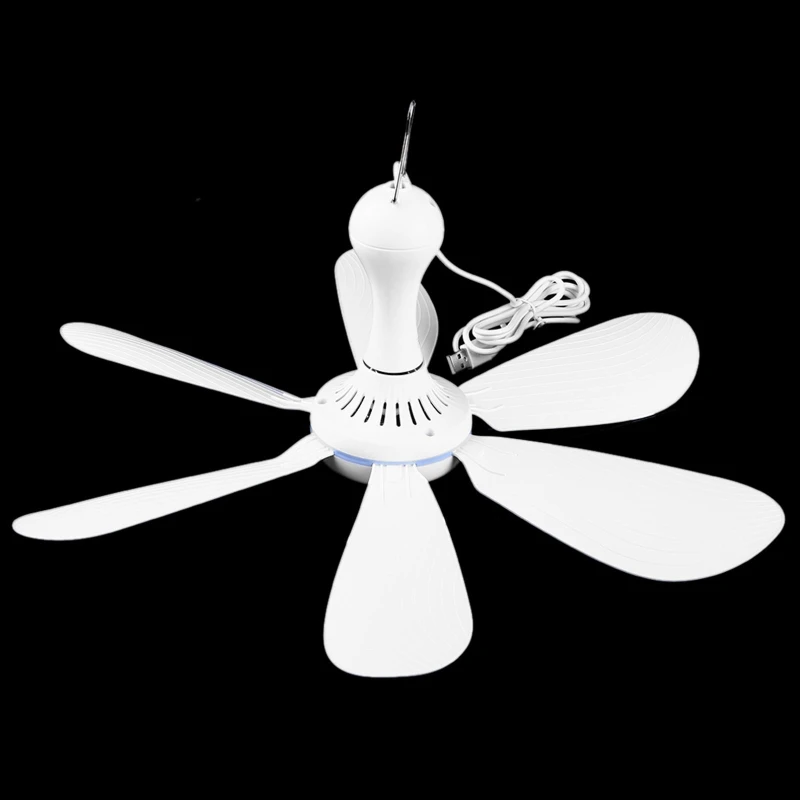 

6 Leaves USB Ceiling Canopy Fan Remote Control Timing 4 Speed Hanging Tent Fan K3KB