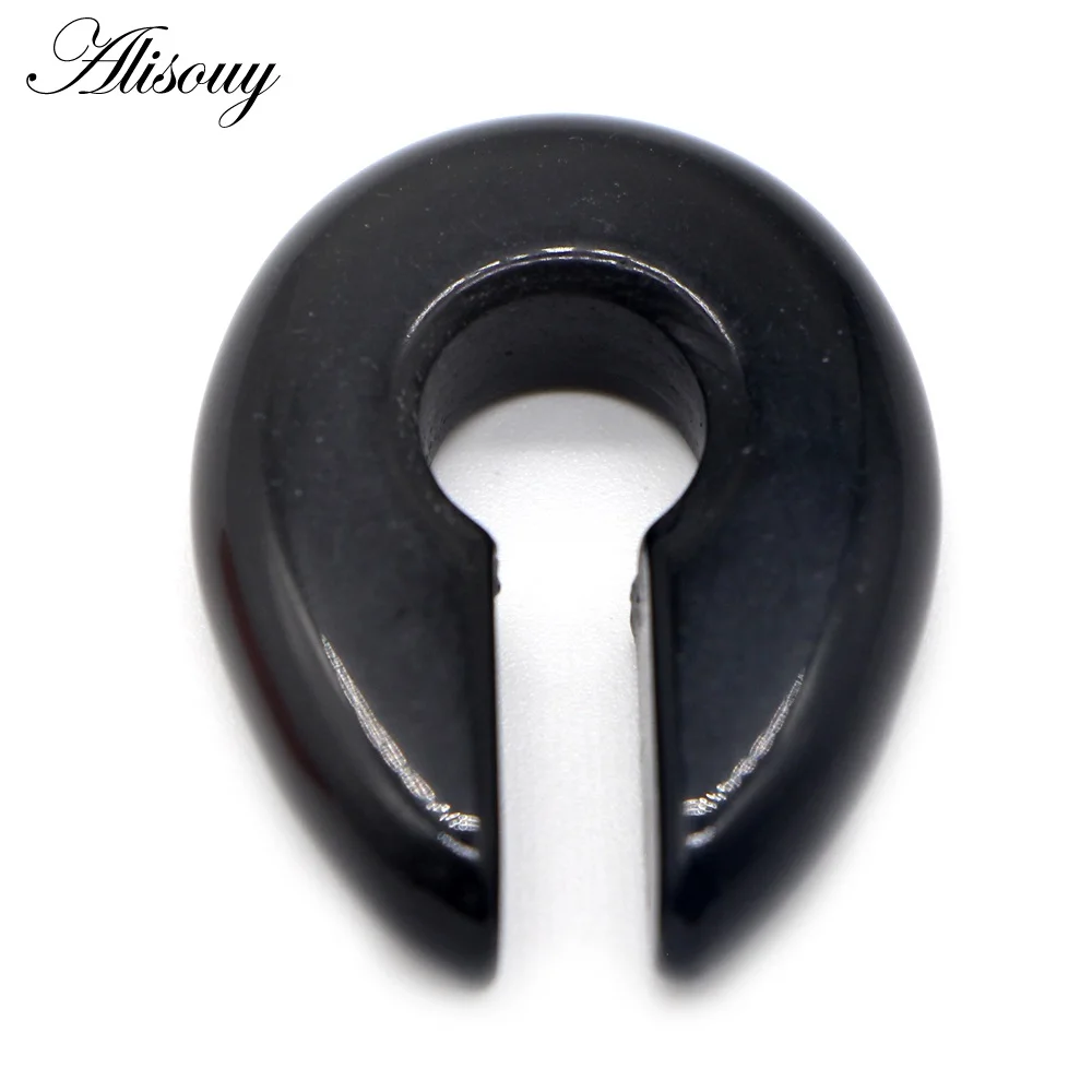 EM0851B Black Agate Alisouy 1 шт ключ круглое отверстие розового и черного цветов из опалового камня ухо грузики Подвески пирсинг расширитель уха штекер 6/8/10 мм Серьги, ювелирное изделие для тела - Окраска металла: EM0851B Black Agate