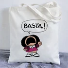 Mafalda сумки для покупок с принтом, сумка для покупок, сумка для покупок, сумка на плечо, холщовые сумки большой вместимости, сумка для колледжа, Прямая поставка