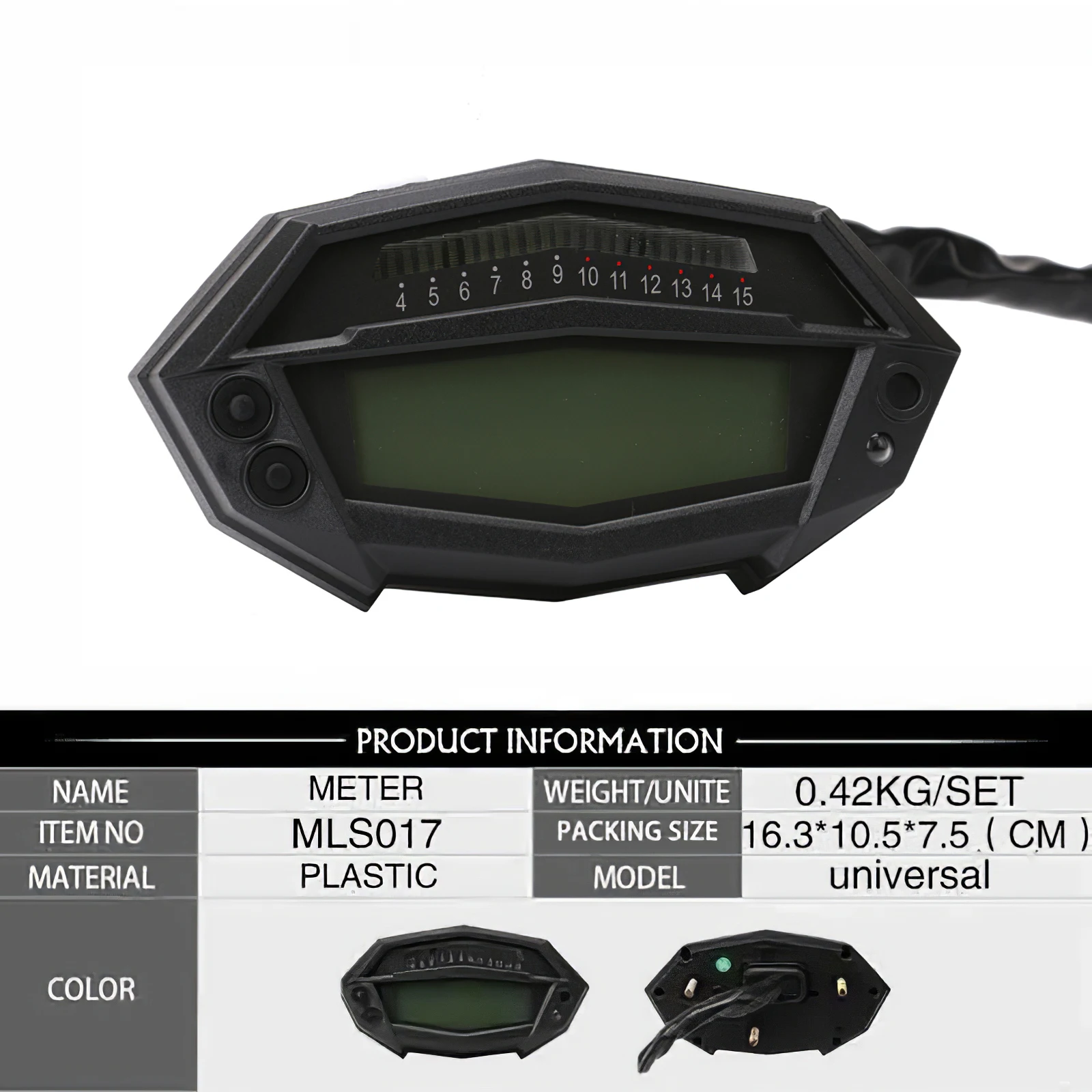 

Digital LCD Screen Motorcycle Speedometer with Magnet Sensor Versatile Tachometer for Single Cylinder Dual Cylinder Quadruple