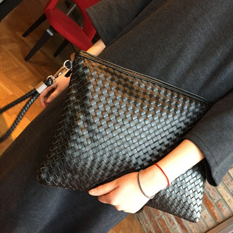 Вязаные сумки-конверты через плечо из искусственной кожи мессенджеры на ремне