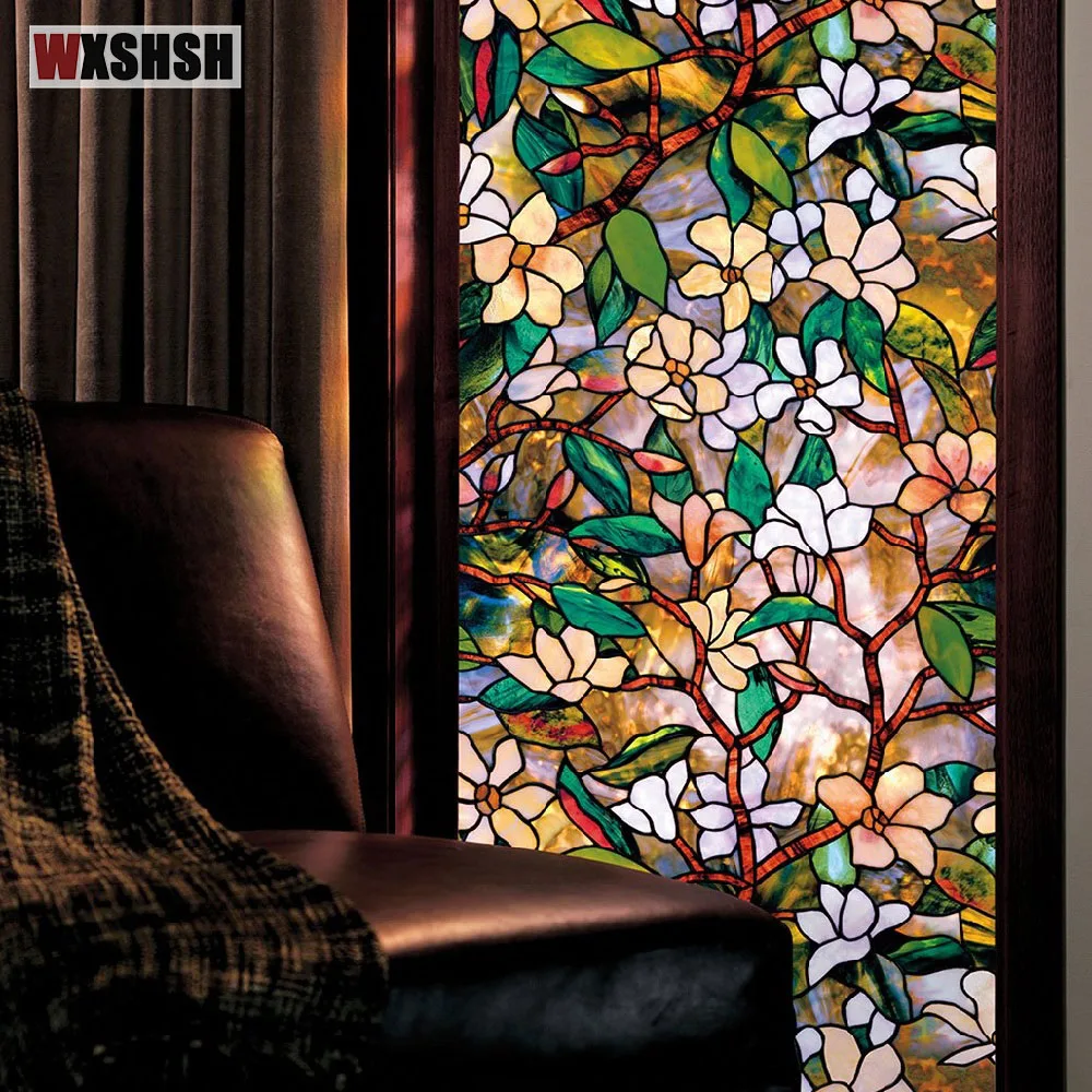 Оконная пленка в американском стиле статическая липкая на витражное стекло