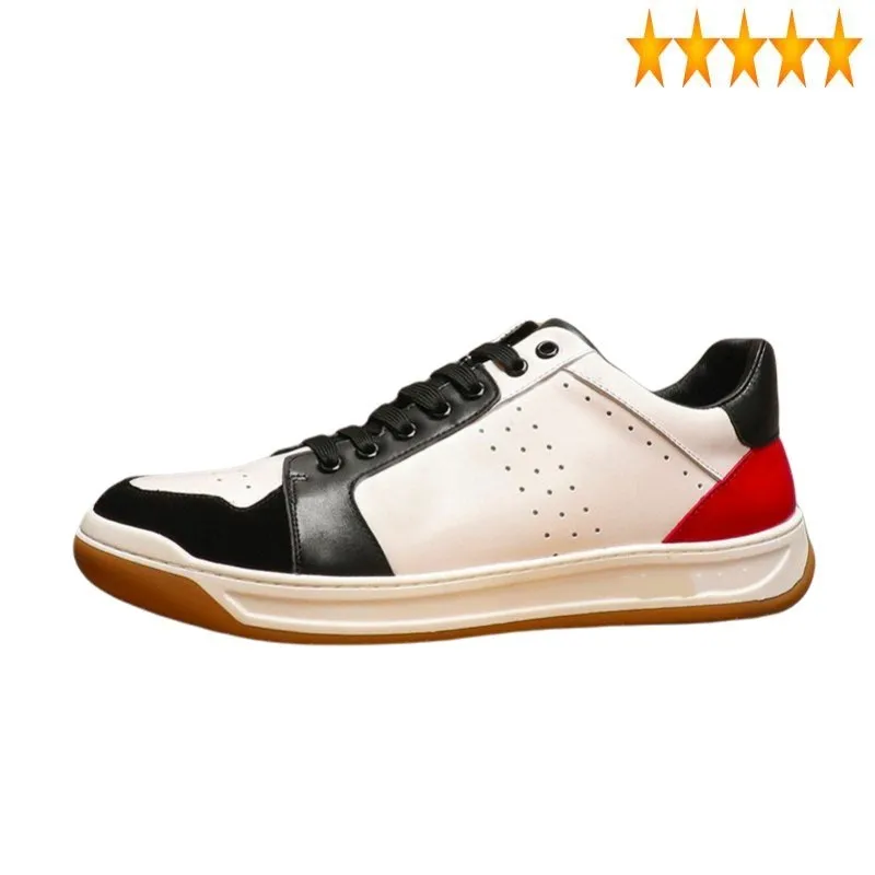 

Mens Brand New Genuine Leather Casual Designer Mixed Colors Platform Lace Up Breathable Sneakers Male Active Shoes