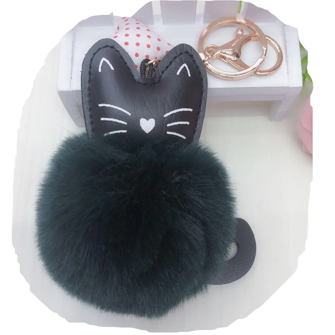 

New diy cat imitation fur ball key chain auto accessories cute cartoon key chain by hand