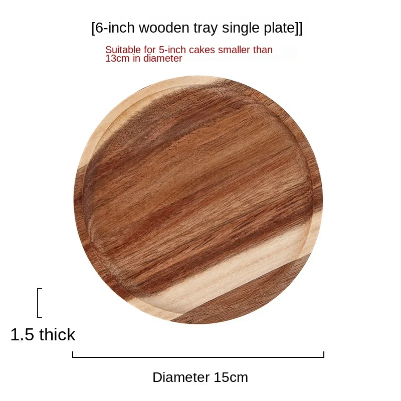 

Круглая тарелка из массива дерева, тарелки из дерева акации для фруктов, деревянное блюдо, поднос для чая, семейная тарелка для завтрака, наб...