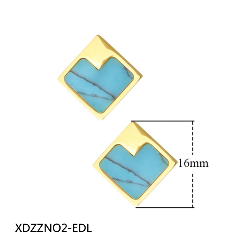 Blue Pink Square Oblong Design Necklace Pendant Earrings Jewlery Sets for Women Gift Fahion XDZZNO2 | Украшения и аксессуары