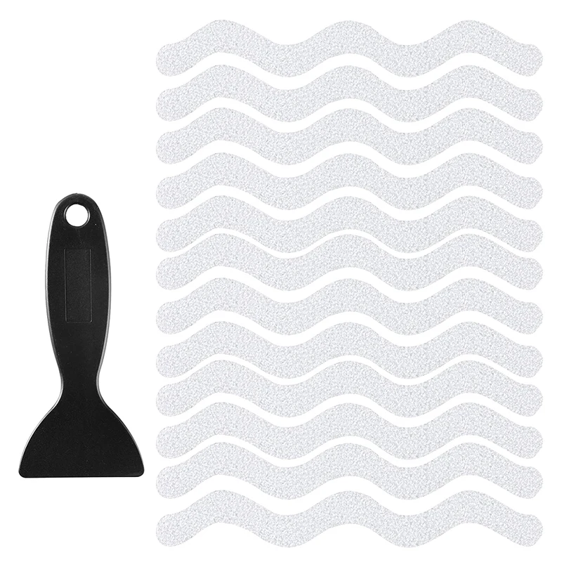 

Bathtub Stickers,48 PCS Non-Slip Adhesive Strip,Texture Safety Transparent Bath Tub Shower Stickers with 2 Scraper