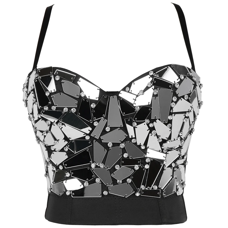 

Glitter Top Lentejuelas Ropa Mujer Sexy Tops Hot And Sexy Boobs Bandeau Topy Damskie Chaleco Mujer Off Shoulder Top 2021 Crop