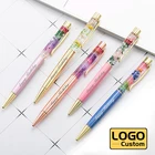Модная иммортическая Цветочная фоторучка, рекламная металлическая ручка с логотипом на заказ, с гравировкой текста, студенческие канцелярские товары, оптовая продажа