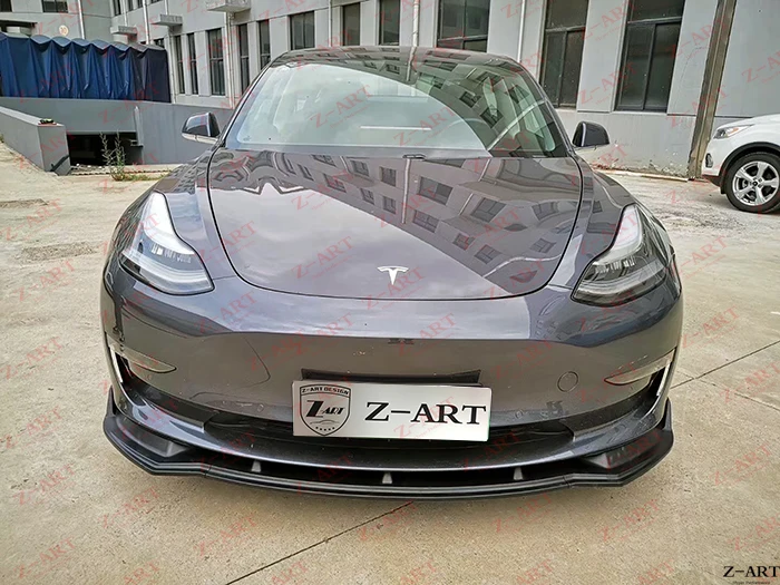 Z ART для Tesla модель 3 углеродное волокно передний спойлер спереди губ фоновая