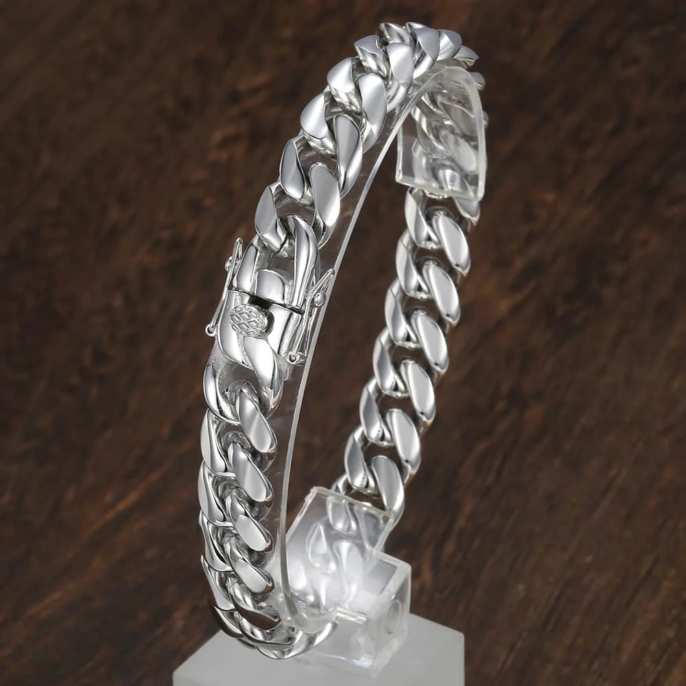 Мужской браслет из нержавеющей стали 316L хип хоп с цепочкой 12 мм HB478|Цепочки и