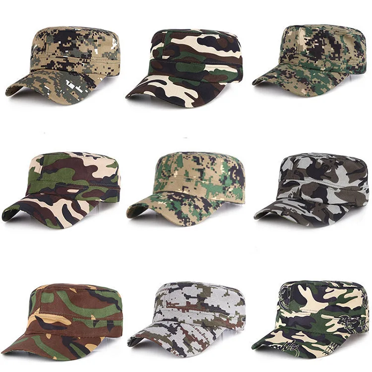 

FlatTop Cap Men's Twill Outdoor Camouflage Peaked Cap Simple Sun Protection Sunshade Military Training Cap Tactical Military Cap