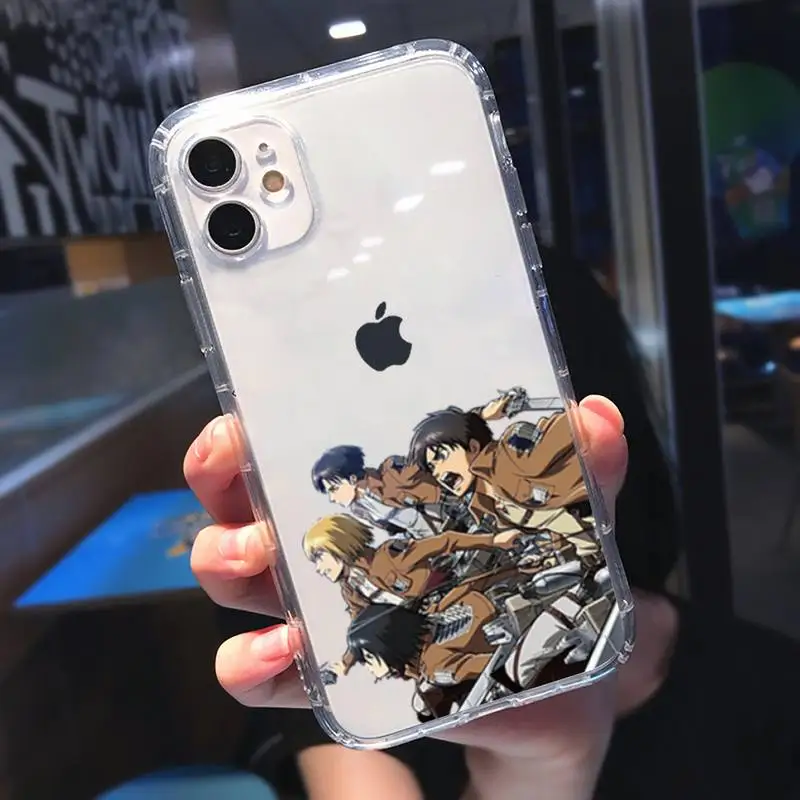 

Anime Japanese attack on Titan Phone Case Transparent for iPhone 11 12 mini pro XS MAX 8 7 6 6S Plus X 5S SE 2020 XR