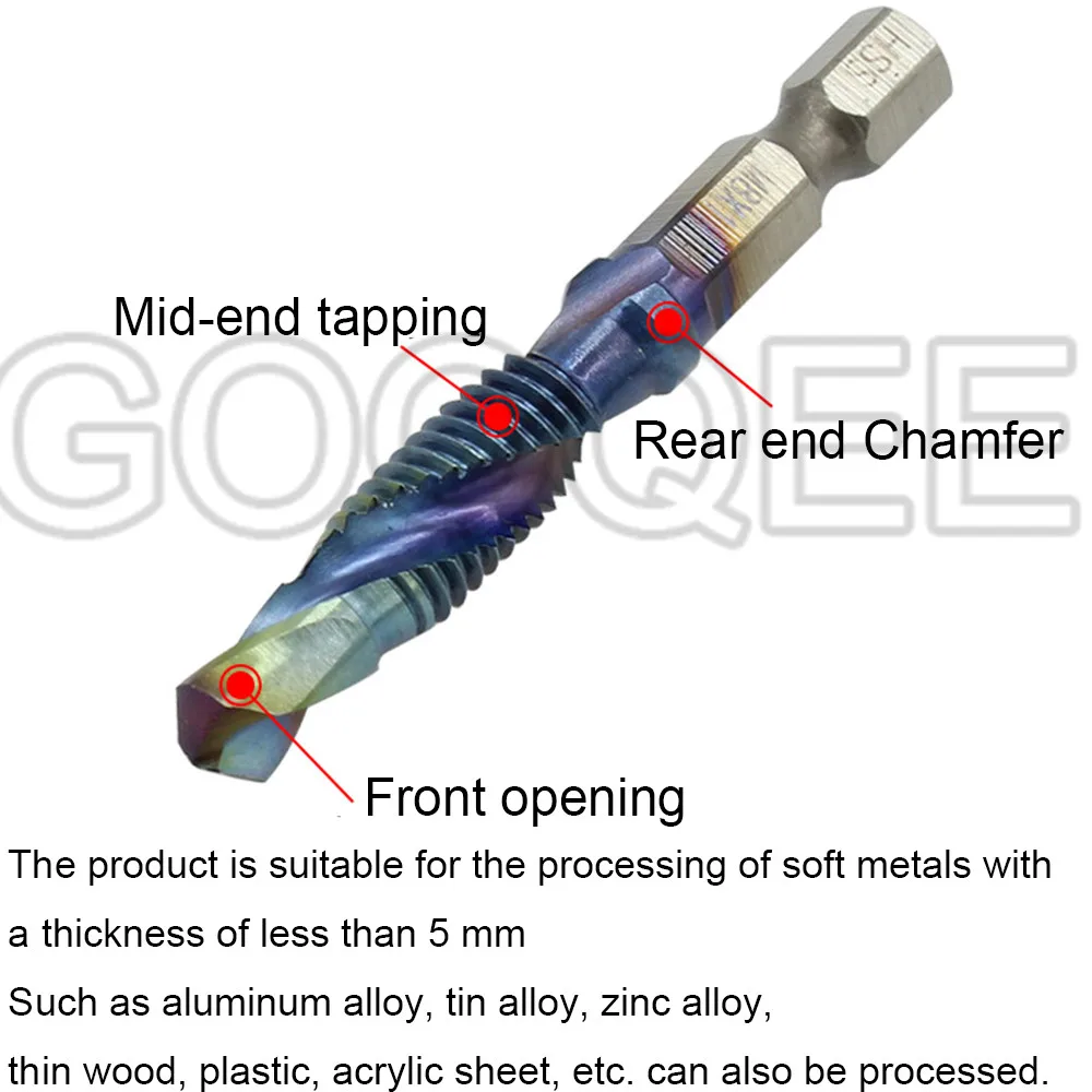1PCS 1/4mm Shank M3-M10 HSS Thread Tap Set Metric Drill Blue Coated Machine Screw M3X0.5 M4X0.7 M6X1.0 M10X1.5 |