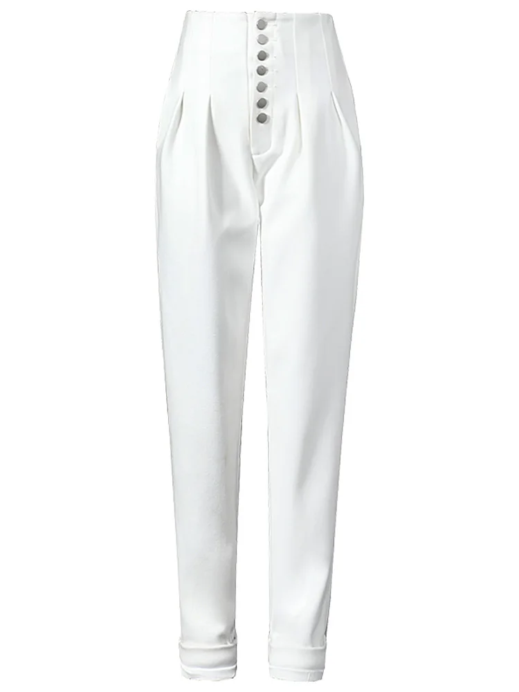 

Fashion women's Harem trousers summer new style drop feeling Harlan high waist metal buttons design sense suit pants F1335